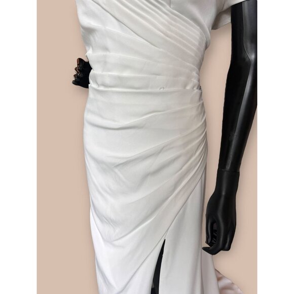 Side Ruched Off Shoulder Wedding Gown - Picture 3 of 6